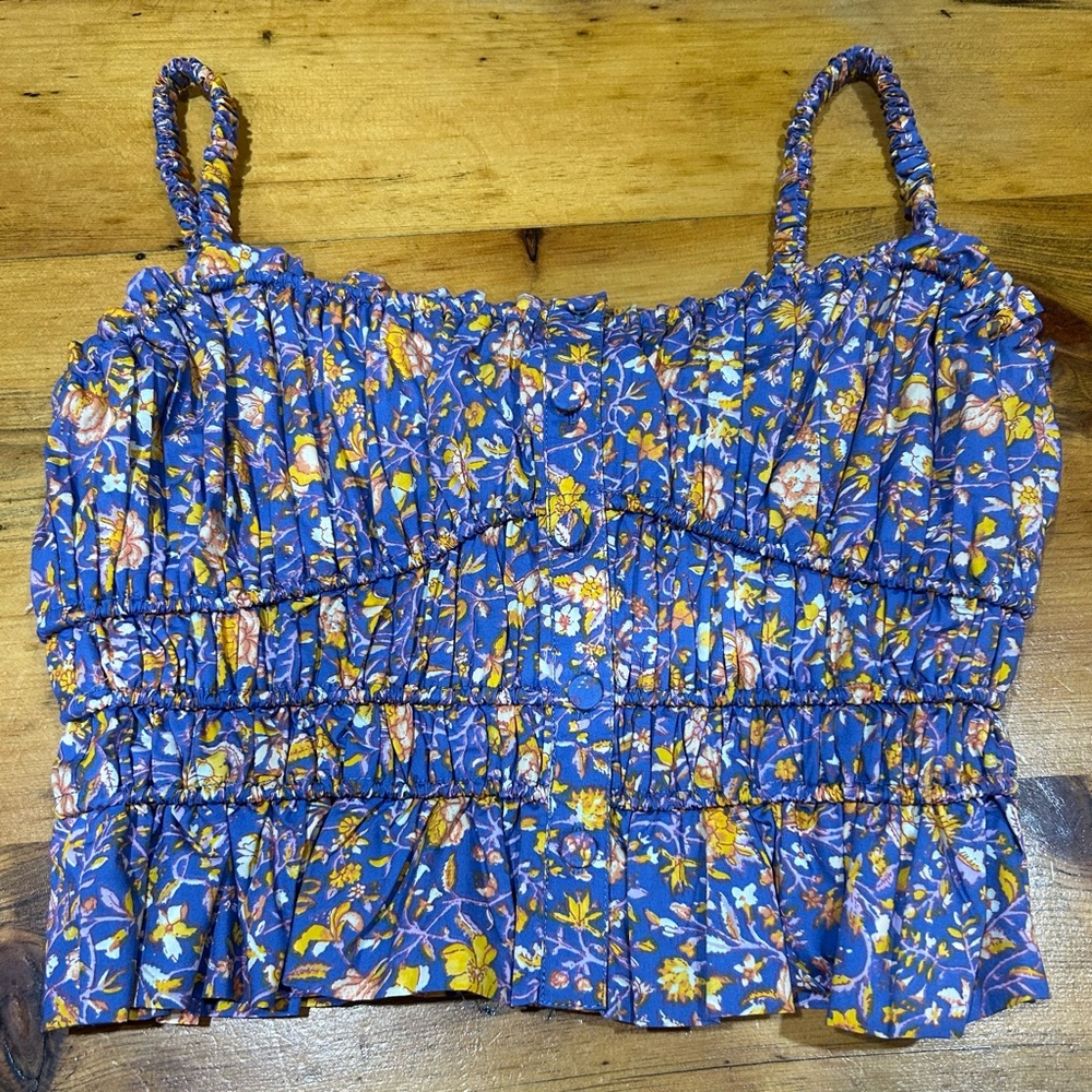 J. Crew Blue Floral Crop Top